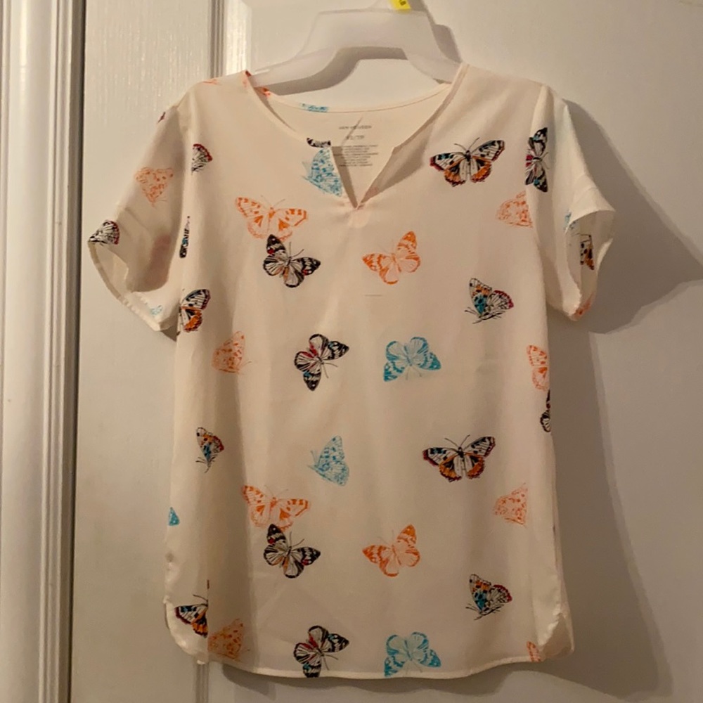 Van Heusen white/ butterfly blouse
